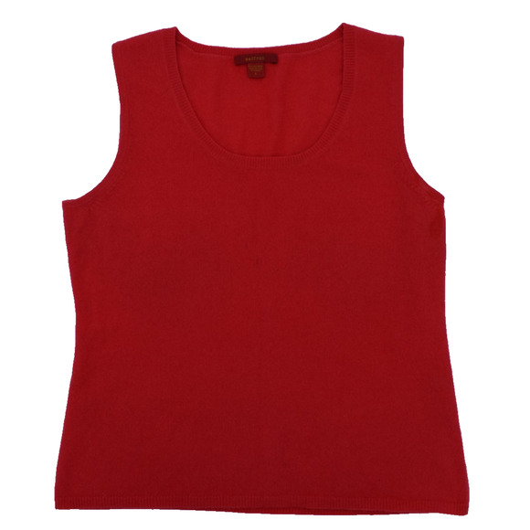 SAFFRON Cashmere Sleeveless Top Fall Sweater Vest - Red-Orange - Womens Large - Picture 1 of 4